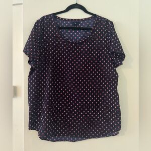 GAP Navy Blue and Red Polka Dot Women's Top sizeXL rayon material (SKUD-129)